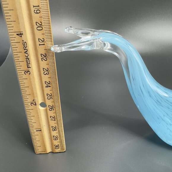 Venetian Art Glass Dolphin Fish Figurine Paperweight Blue Clear Edges Italian - Picture 2 of 12